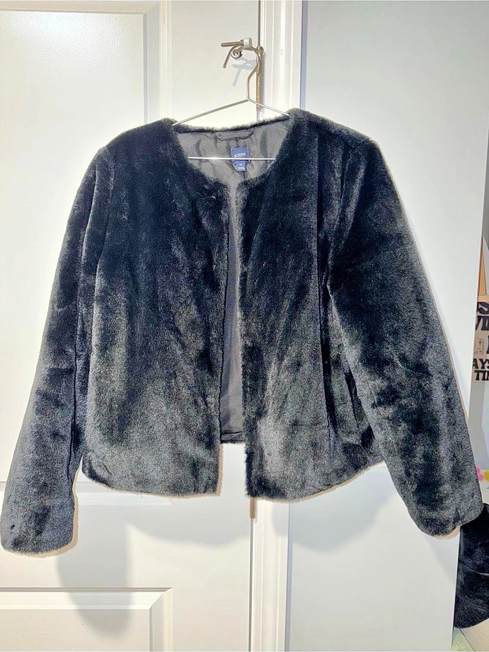 J.Crew Fur Jacket Black Size XL